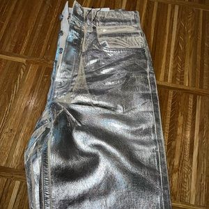 NEW WITH TAGS ZARA THE BOY BOY METALLIC JEAN PANT SILVER SIZE 8